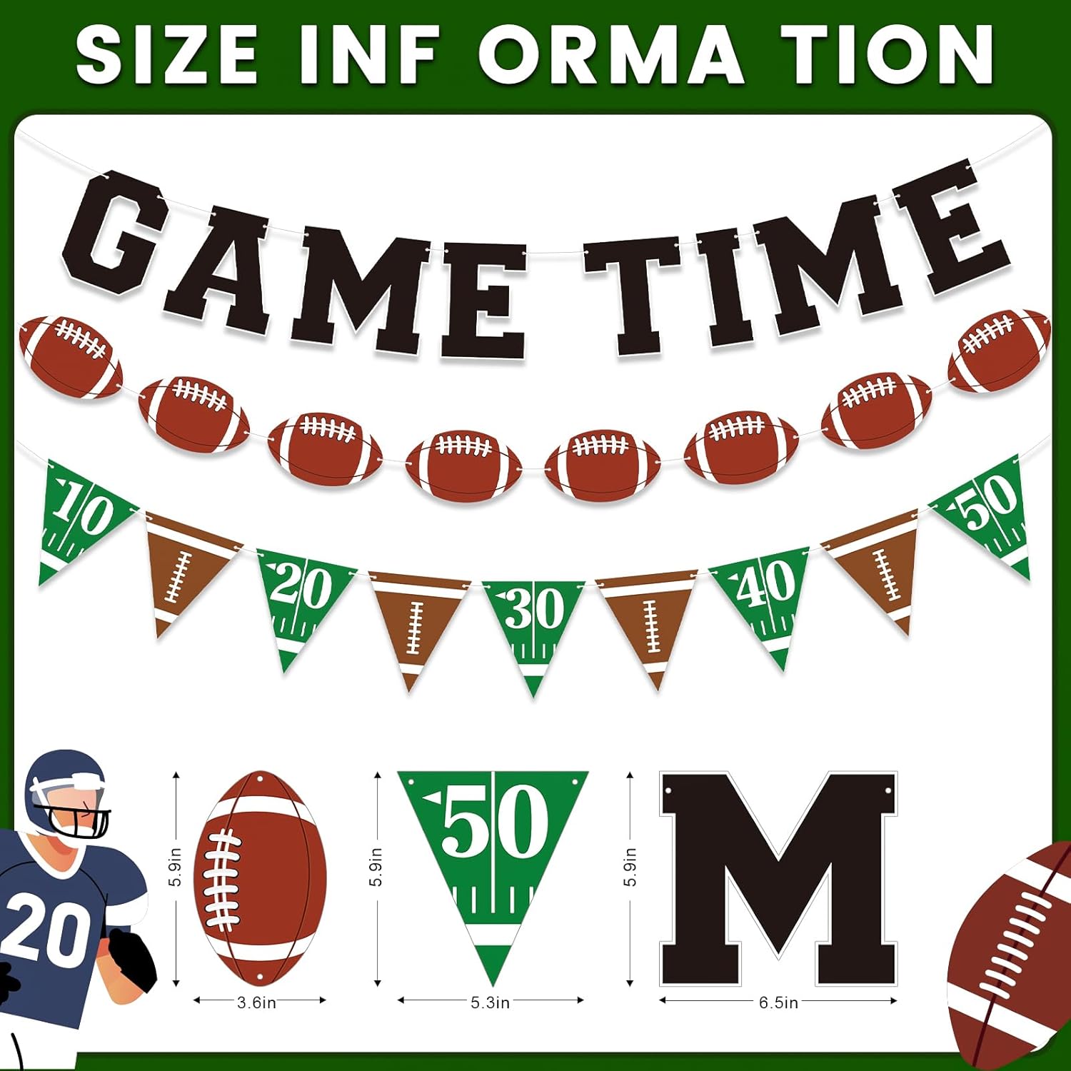 Football Banner Garland for Game Day Party Decor