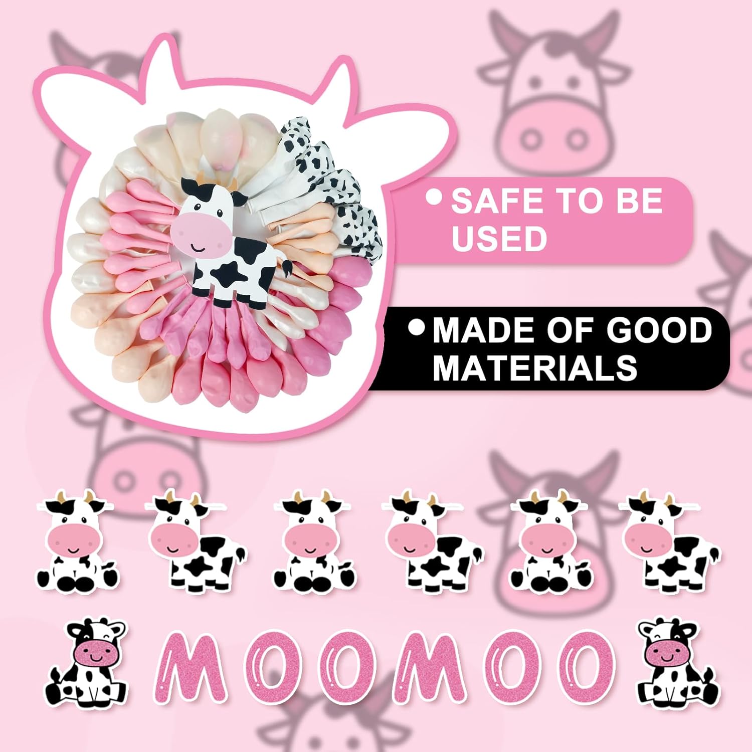 Pink Cow Balloons Garland Arch Kit for Party Decorations