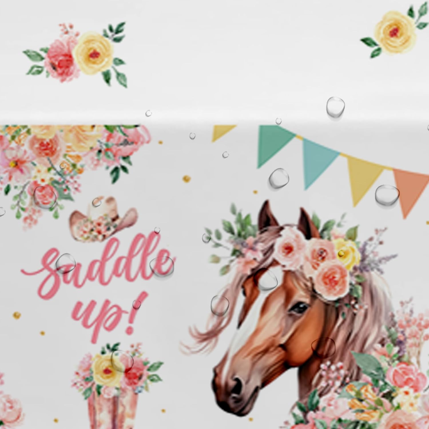 Owelleny Cowgirl Party Decorations Tablecloth 3Pcs Set