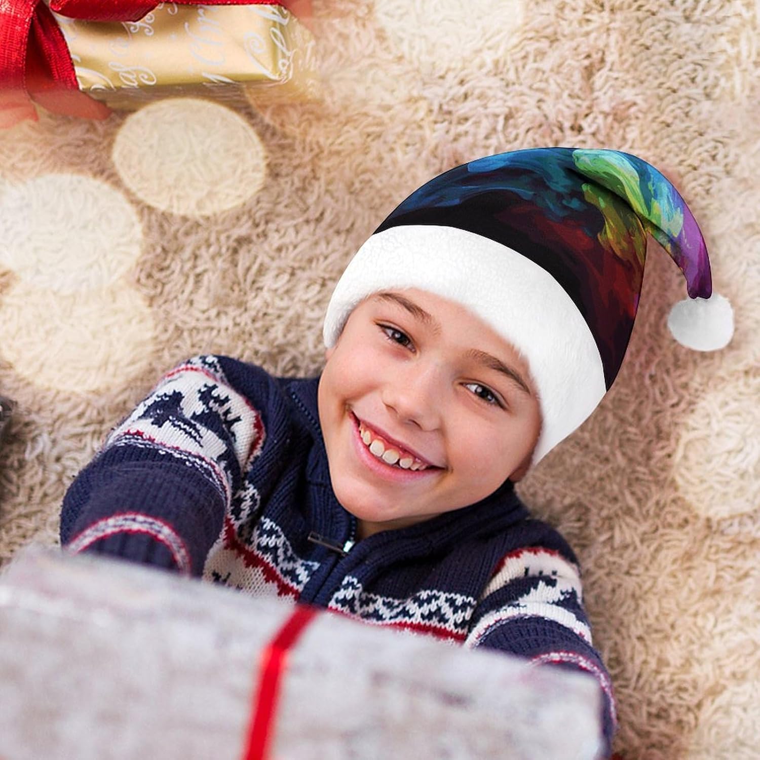 Santa Hat Rainbow Smoke Christmas Party Headwear