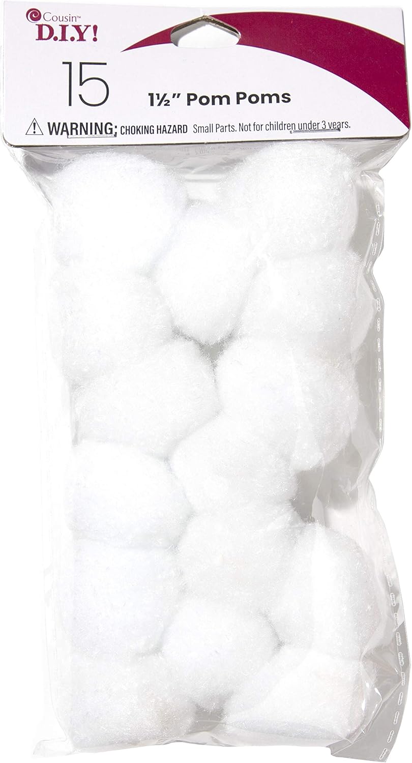 Cousin DIY White 15 Inch Poms 15 Pack