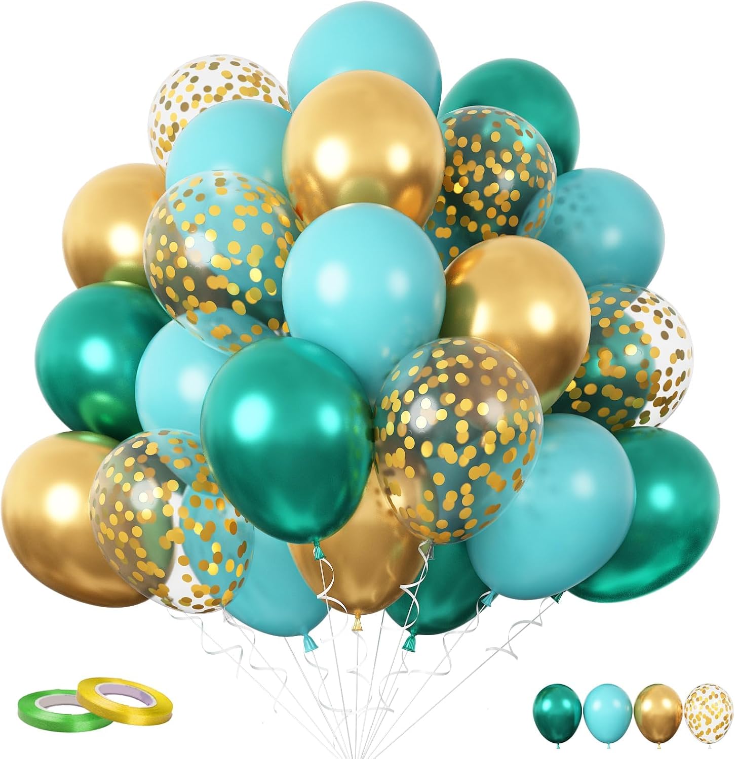 FunHot 60 Pcs Teal Balloons Party Decor