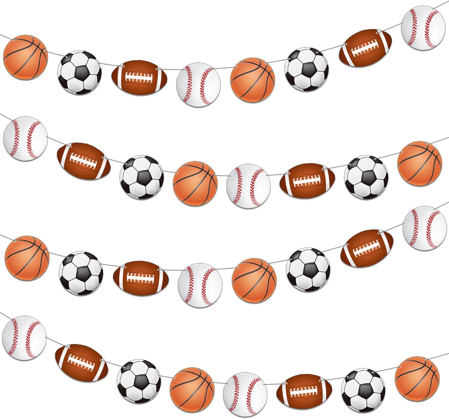 4 PCS Sports Theme Party Banners Garland Decorations