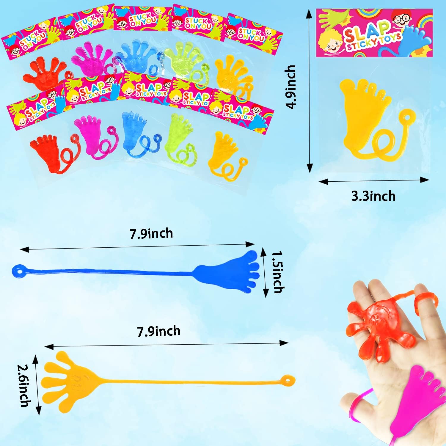 100 pcs Sticky Hands Feet Party Favors for Kids