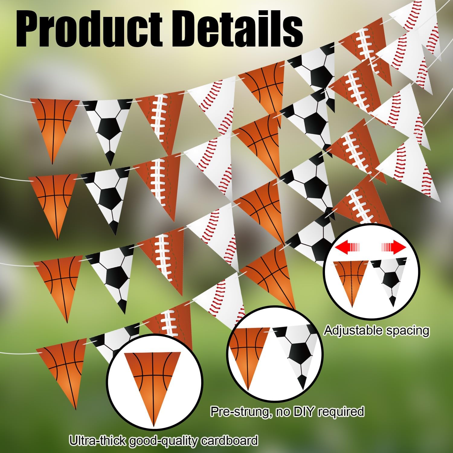 4pcs Sports Pennant Banners for Party Decorations