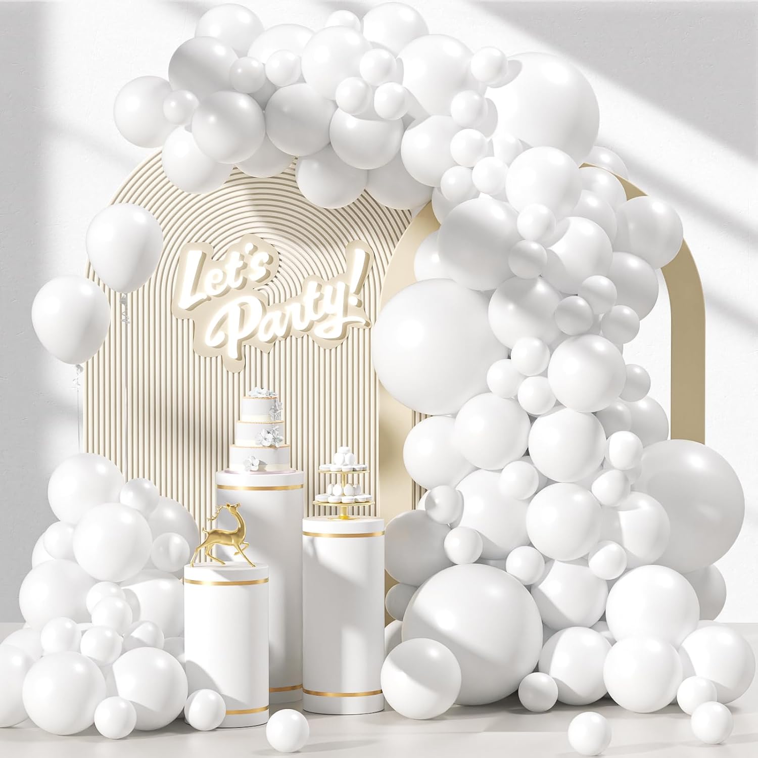 120pcs White Balloon Arch Kit for Party Decor