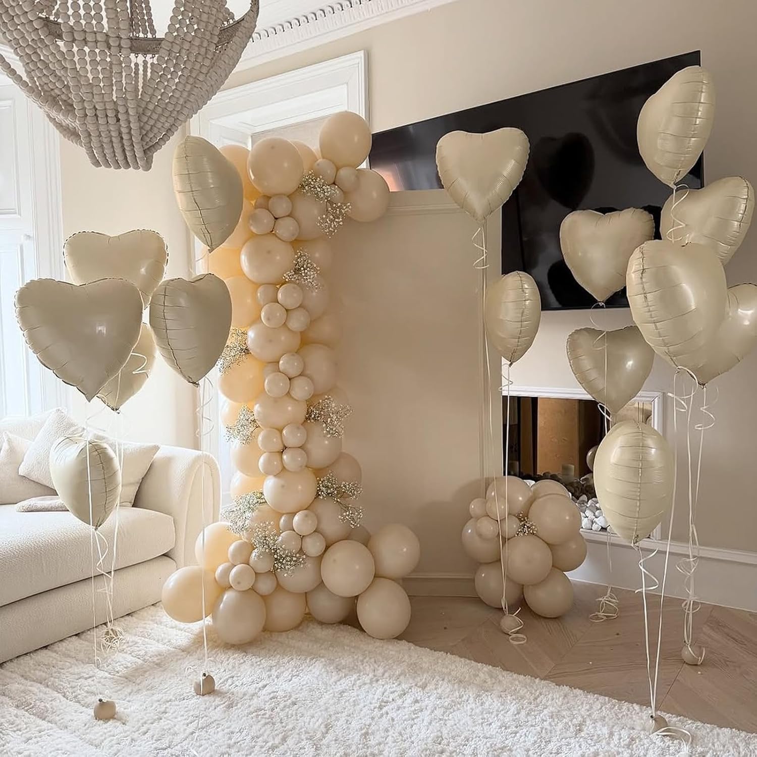GRESATEK 10Pc Cream White Heart Balloons 18Inch
