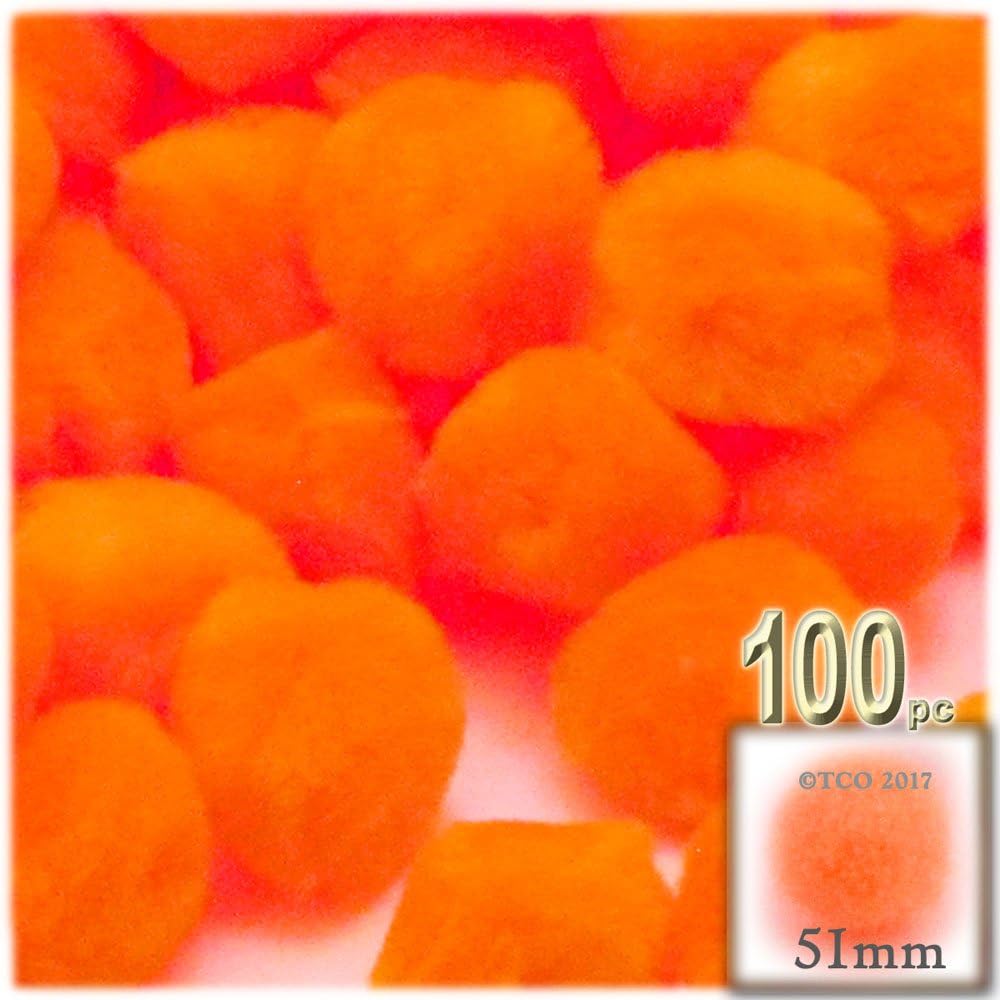 The Crafts Outlet 100 Piece Multi Purpose Pom Poms Neon Orange