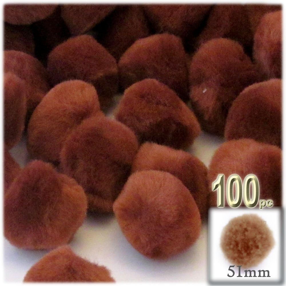 The Crafts Outlet 100-Piece Hot Pink Pom Poms Acrylic 51mm Round