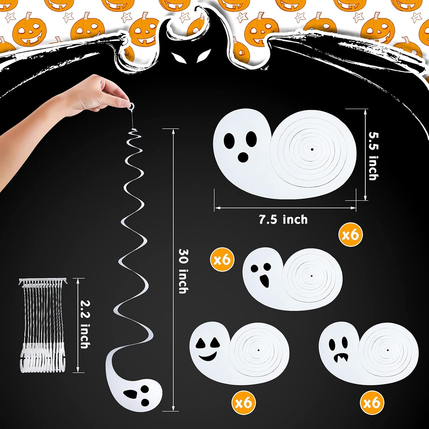 Zonon Halloween Decorations 24-Piece Spiral Ghost Set