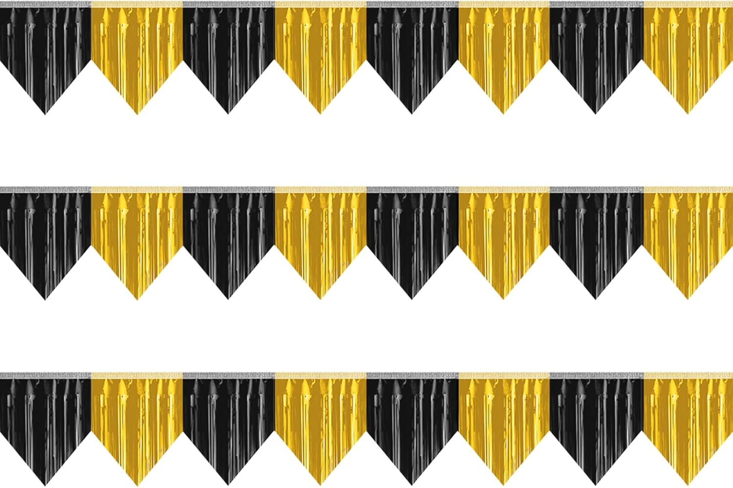3P Black Gold Metallic Foil Fringe Banners