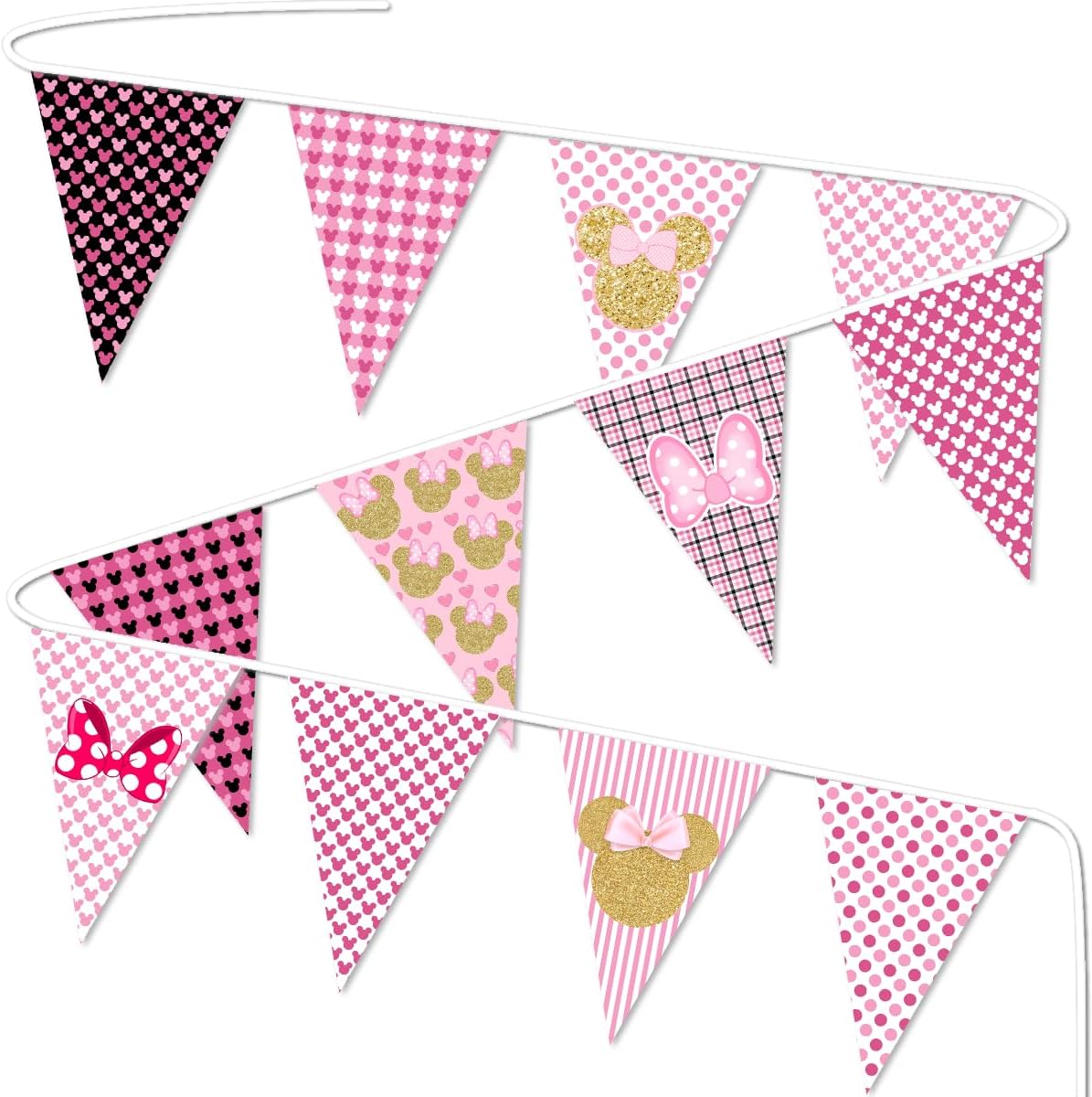 Minnie Themed Birthday Banner for Girls Pink and Gold