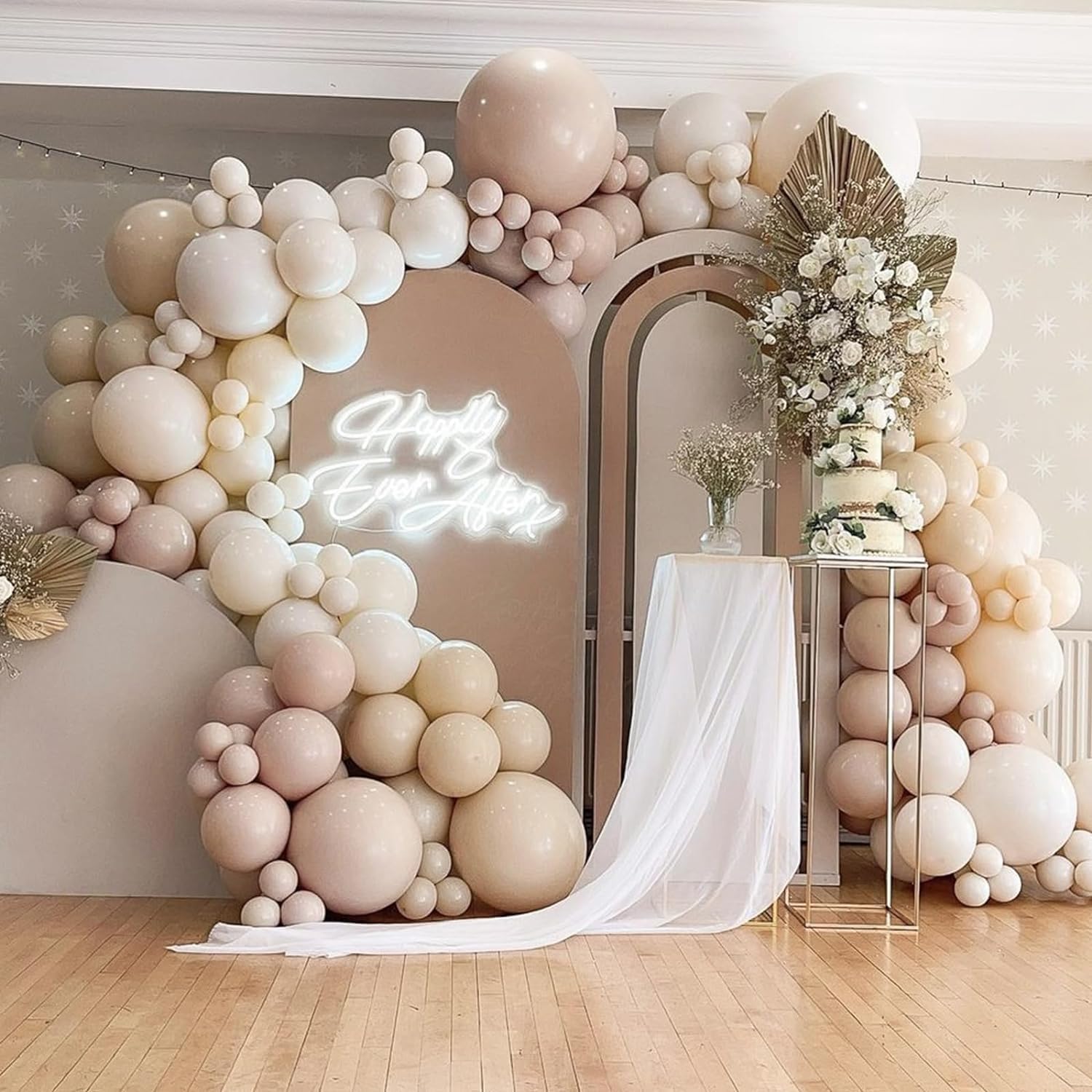 Sand White Balloon Garland Kit with 124Pcs Arch