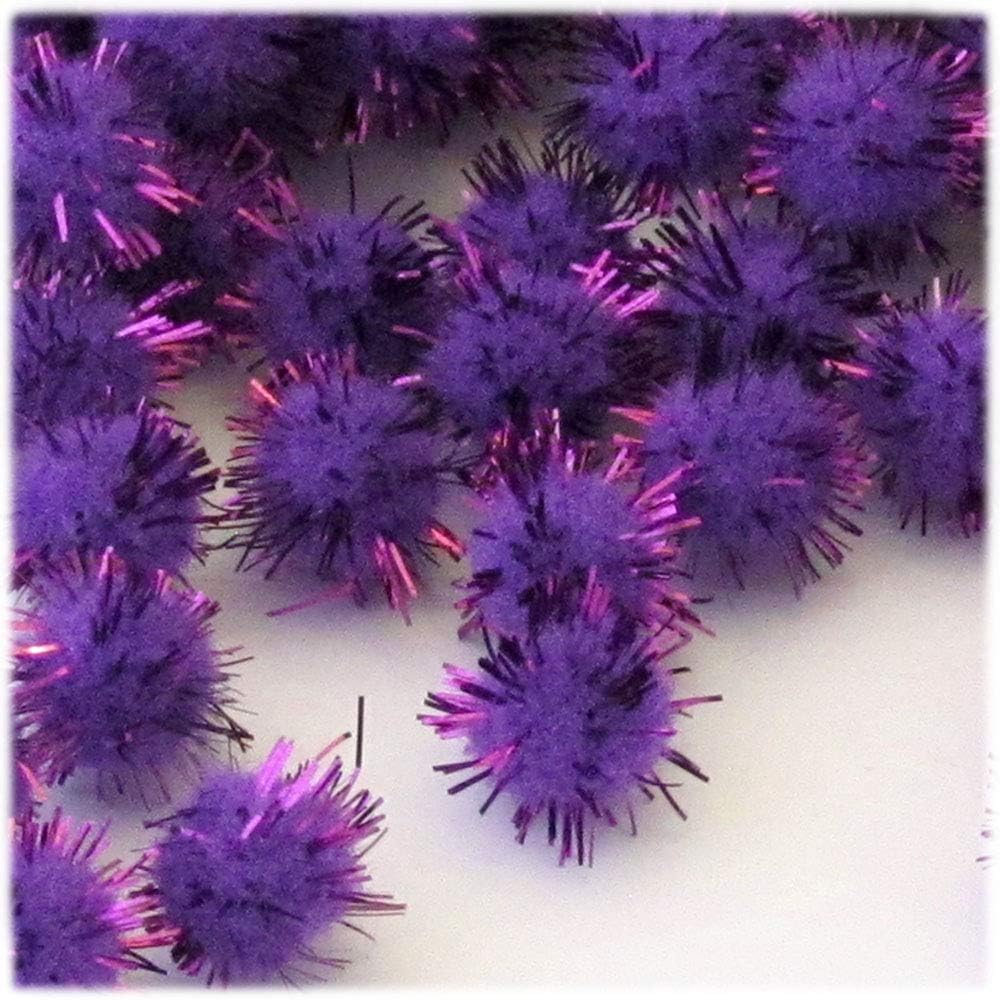 Crafts Outlet Chenille Sparkly Pom Poms Purple Porcupine 10-inch 500pc