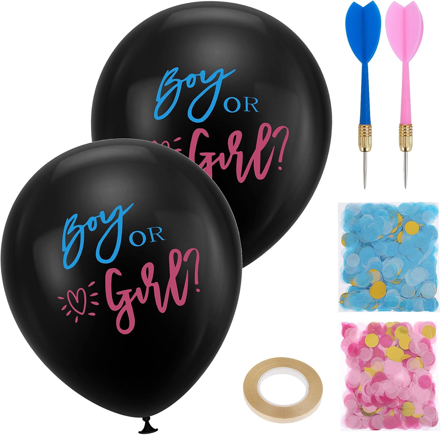 2pcs Gender Reveal Balloons with Pink Blue Confetti
