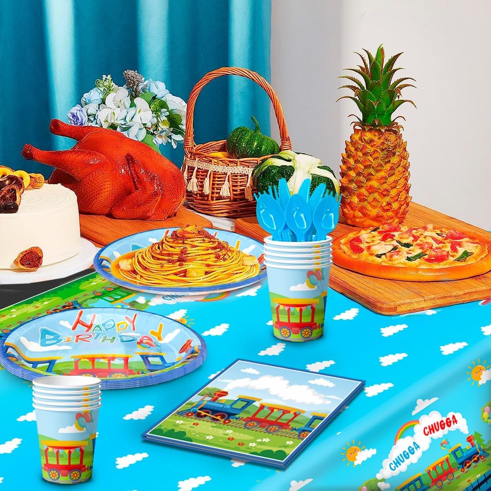 Train Birthday Party Supplies 128pcs Set