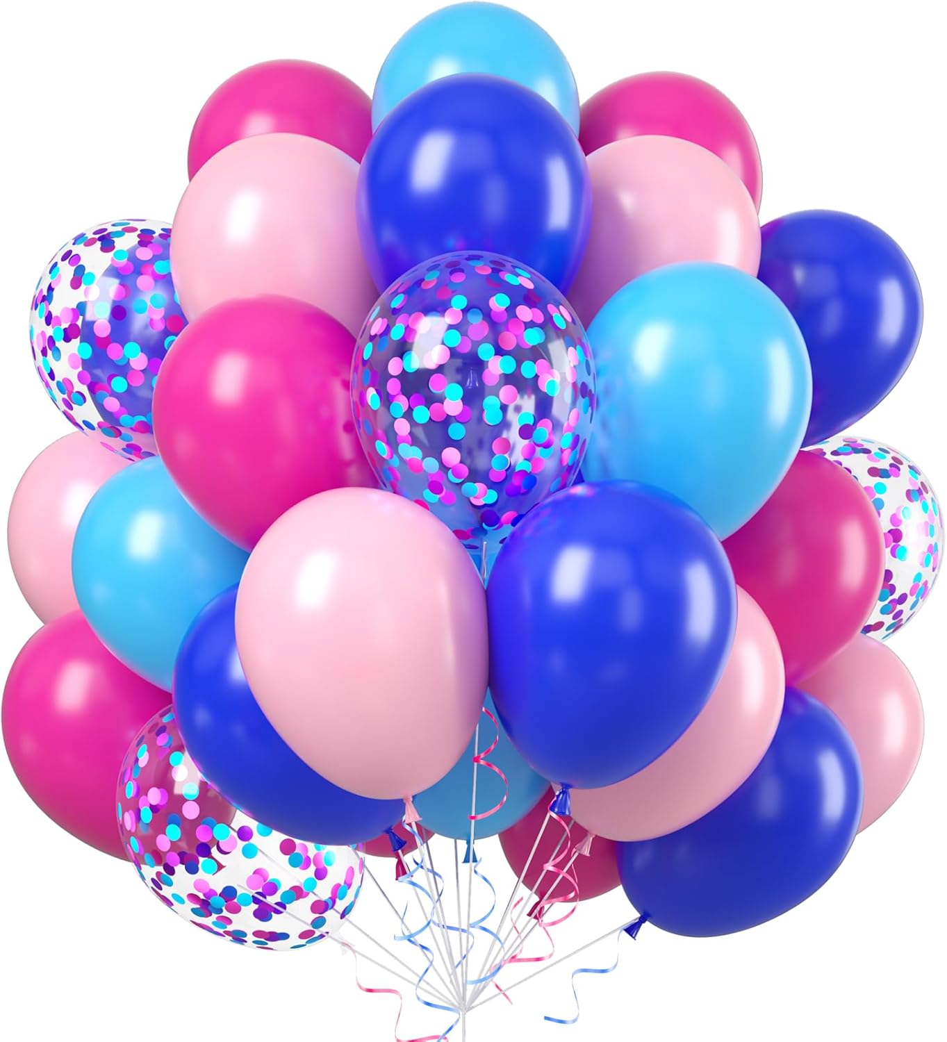60pcs 12 Inch Pink Blue Balloons Set Confetti Birthday Decorations