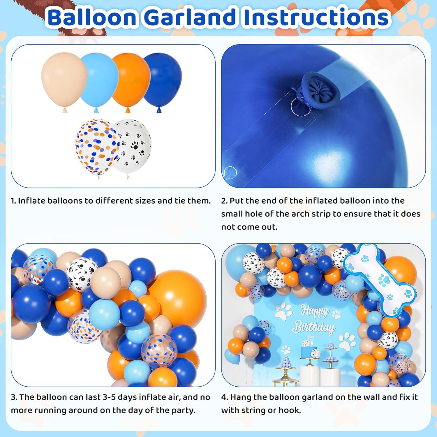 121Pcs Blue Birthday Balloon Garland Kit for Kids Parties
