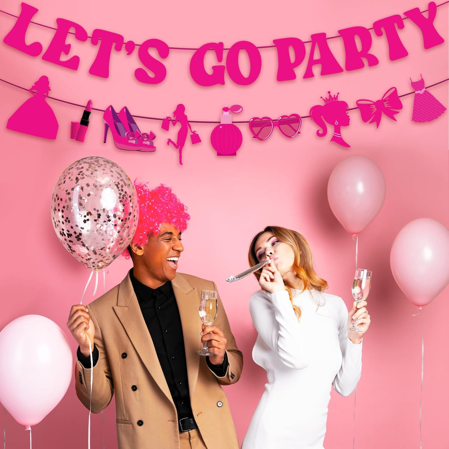 Generic Lets Go Party Hot Pink Banner - 10 Ft