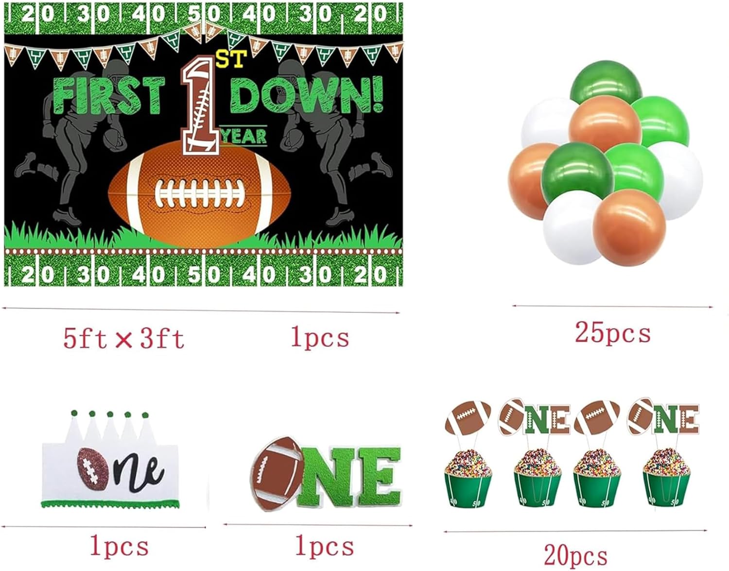Football 1st Birthday Decorations Banner Set