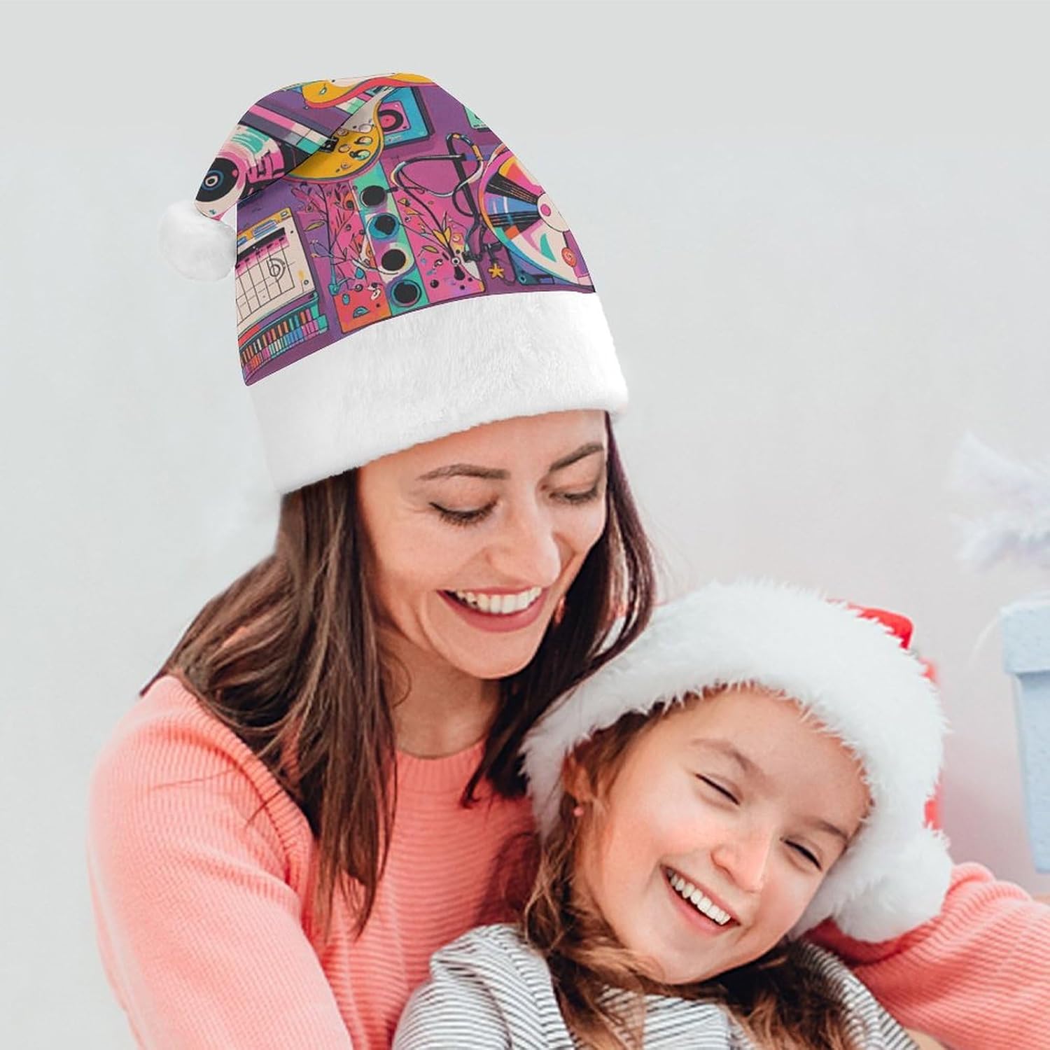 Santa Hat Music Theme Christmas Party Headwear for Adults