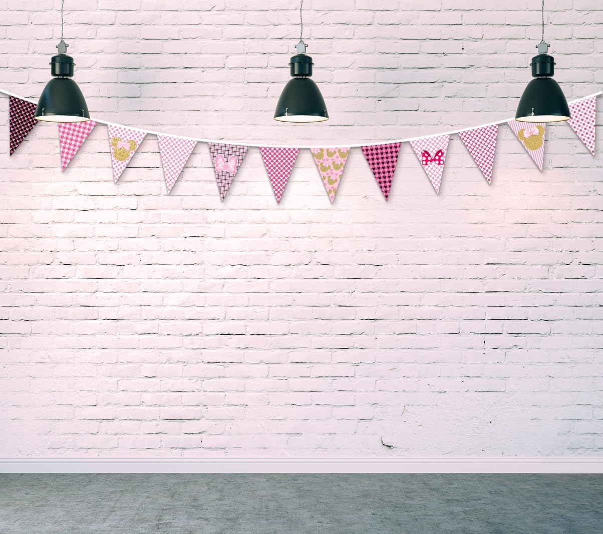 Minnie Themed Birthday Banner for Girls Pink and Gold