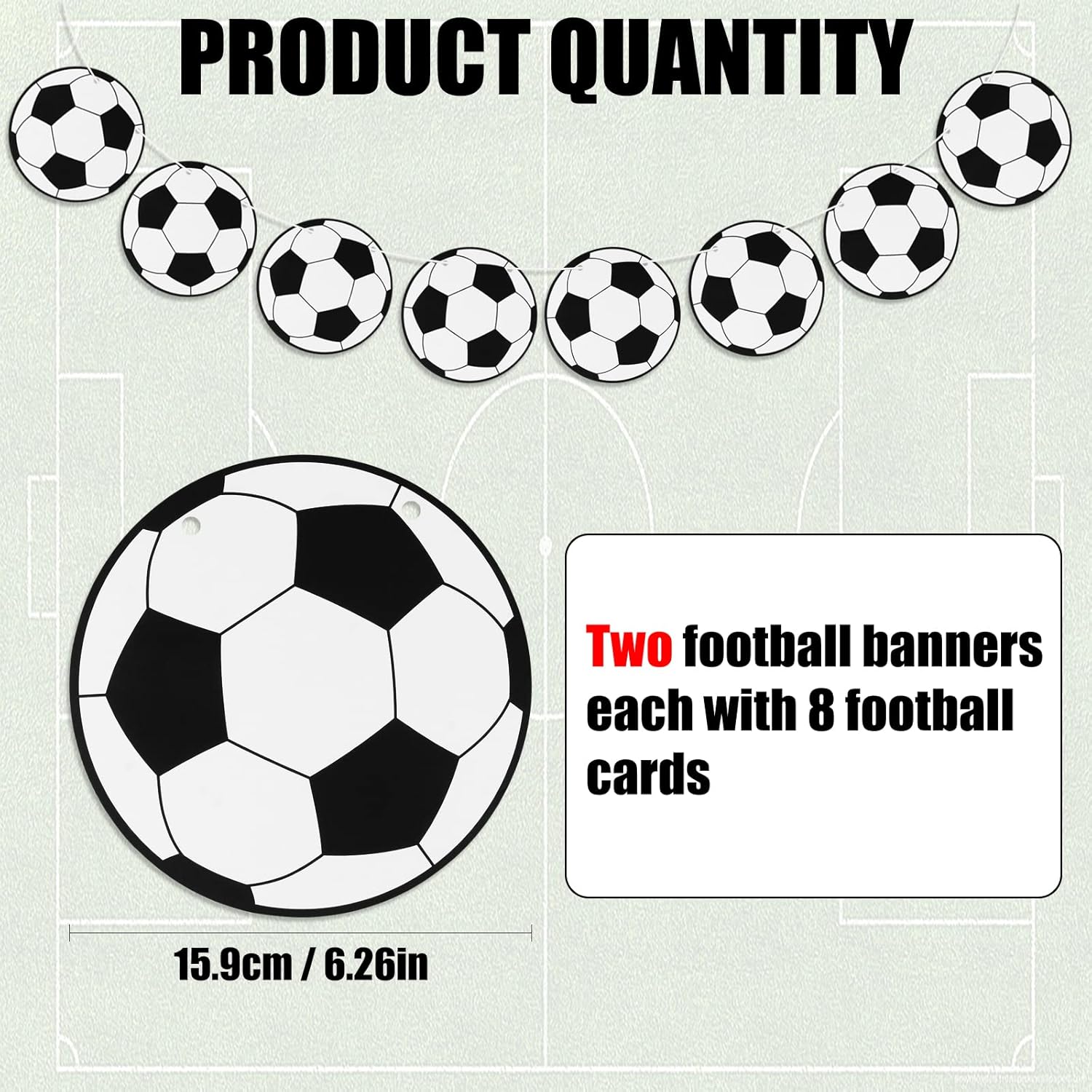 CABAX Soccer Party Decorations 2 Sets Football Banners Cards