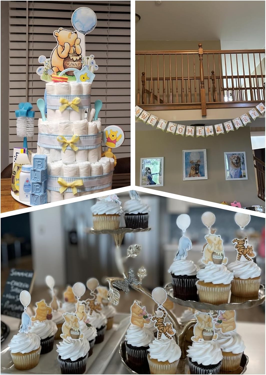 164PCS Blue Winnie Baby Shower Decorations Set