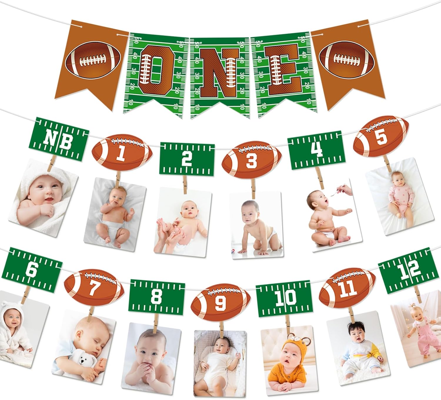 1st Birthday Football Theme Banner Decorations