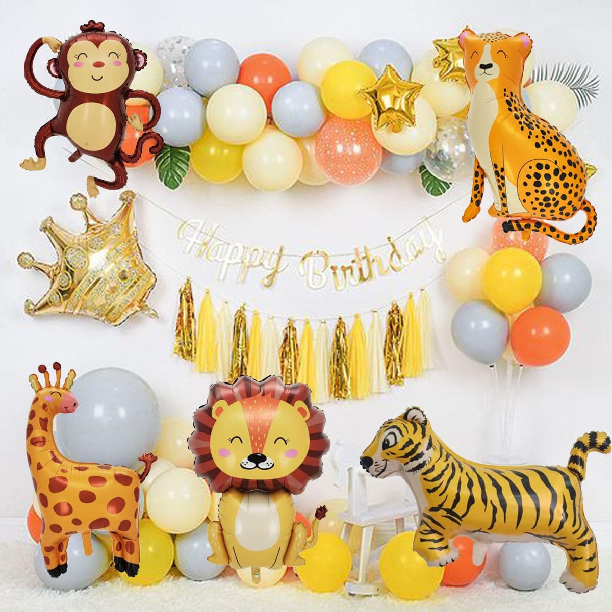 SAMOKA Large Safari Animal Balloons 8PCS 34-40 Inch