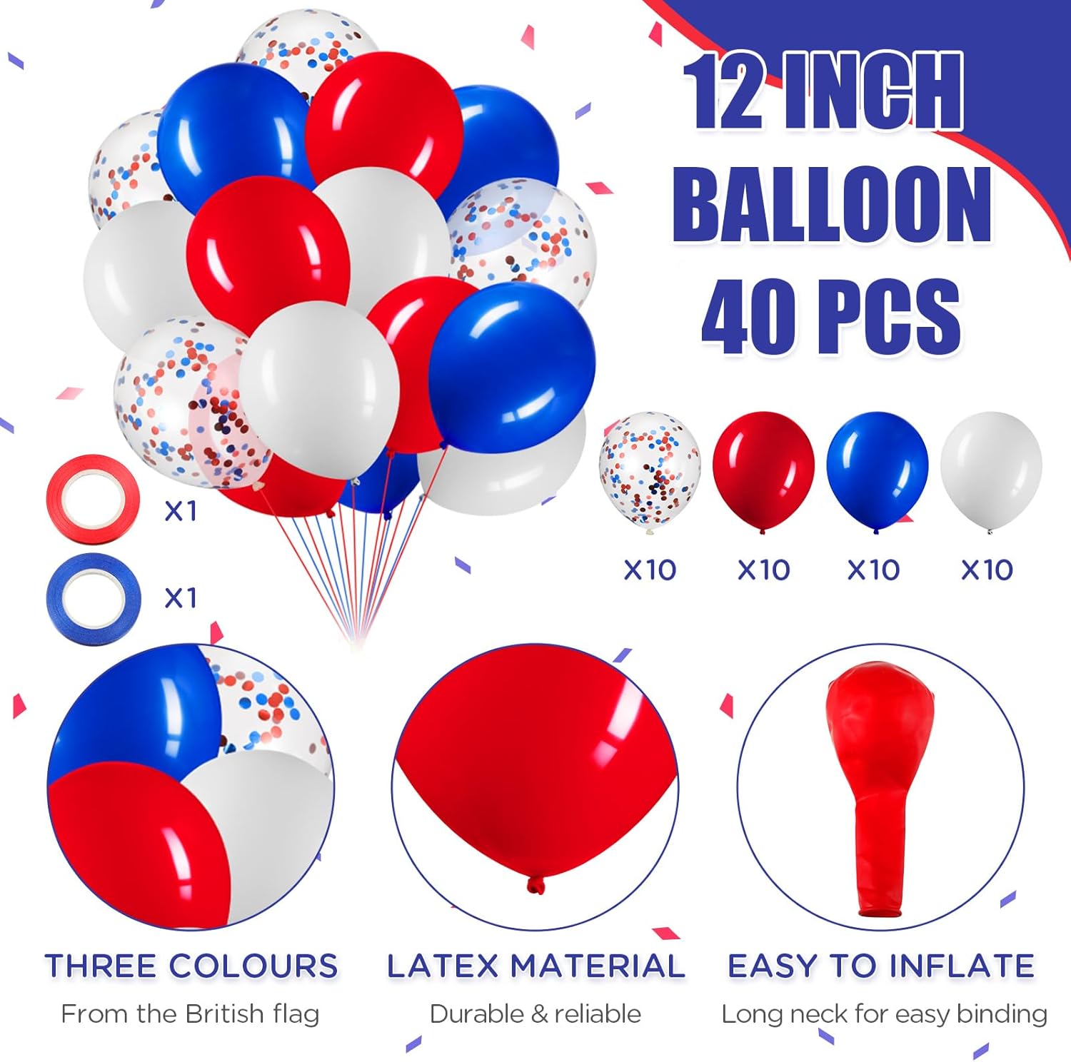Lenwen 54 Pcs 4th of July Flag Banners Balloons and Ribbons