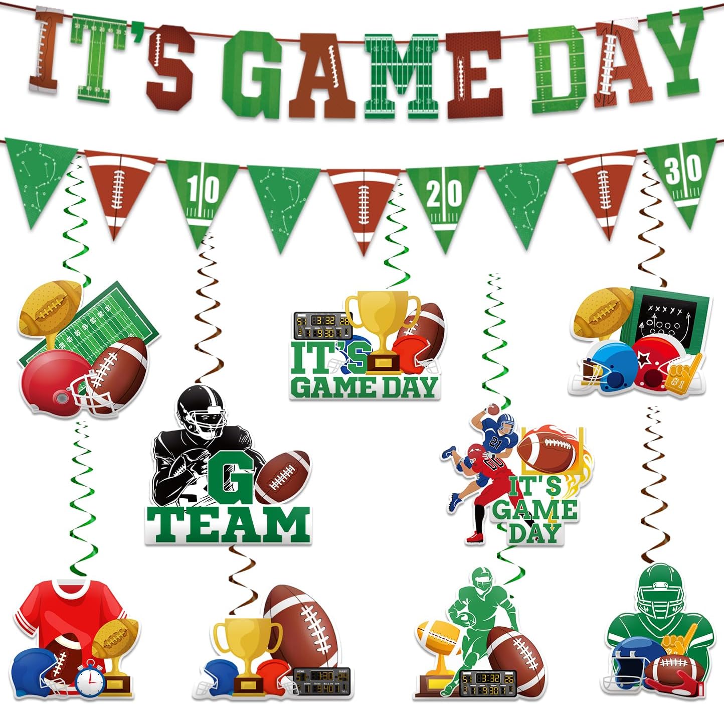 Super Football Party Decorations 2025 Game Day Banner Hanging Swirls