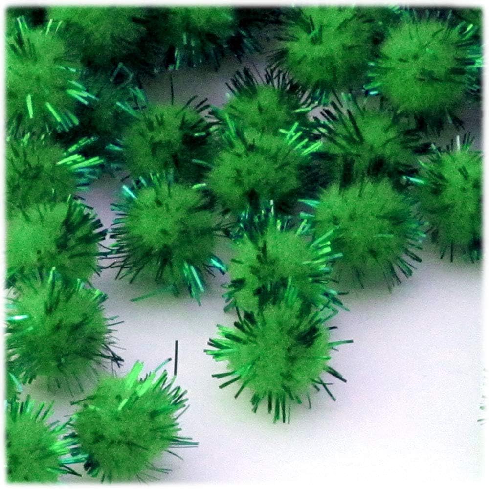 The Crafts Outlet Chenille Sparkly Pom Poms Emerald Green 10-inch 500-pc