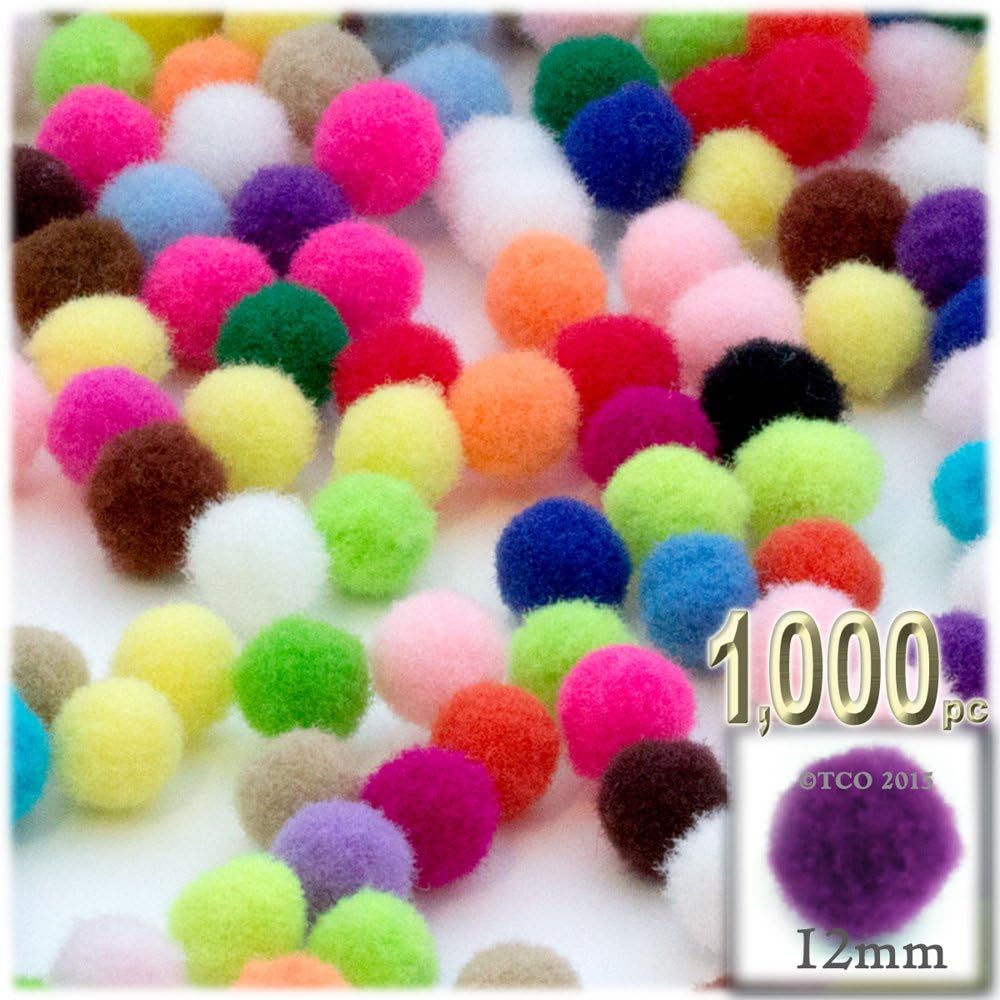 The Crafts Outlet 1000 Piece Pink Pom Poms 12mm Round Acrylic