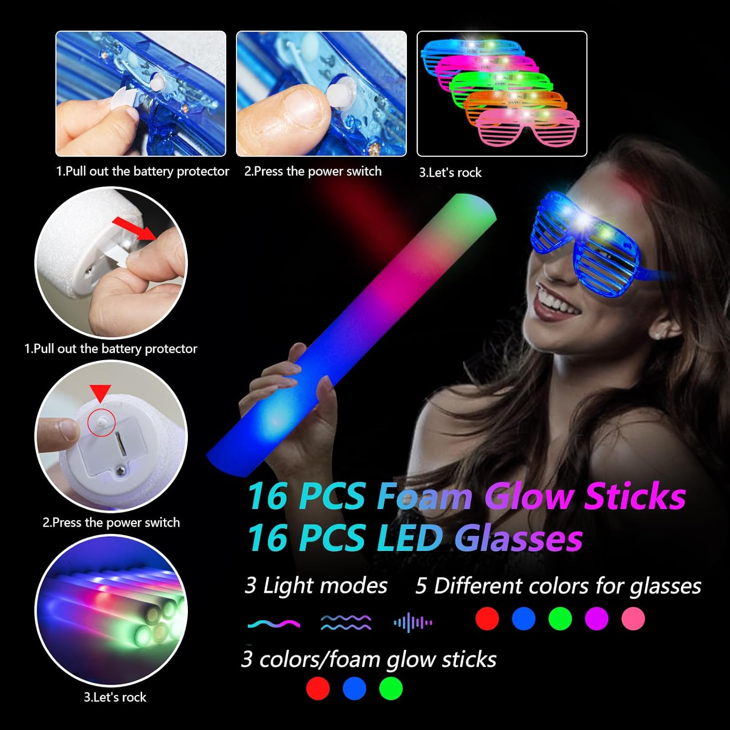 148 Piece Glow in the Dark Party Kit with LED Accessories