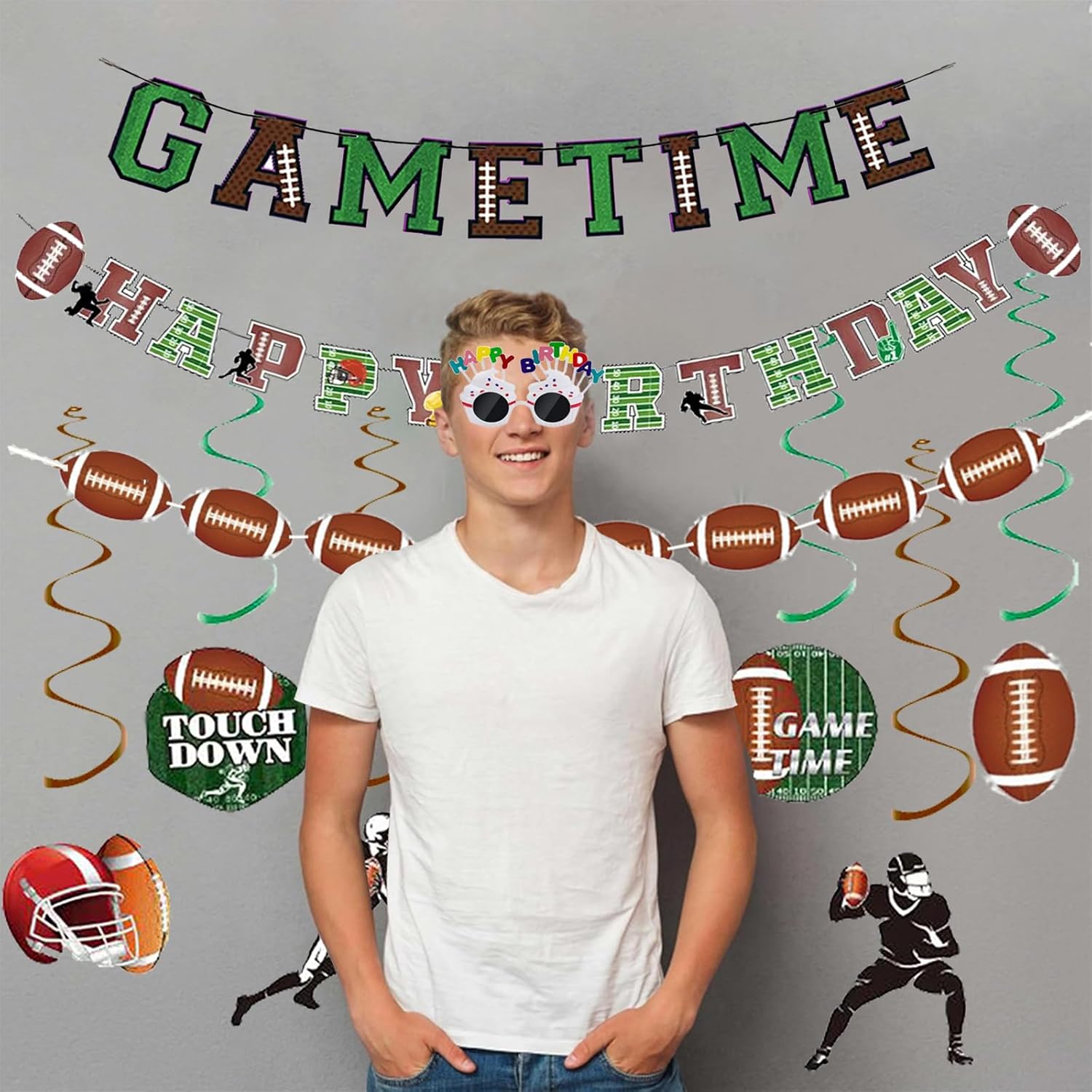 Football Happy Birthday Banner Party Decorations