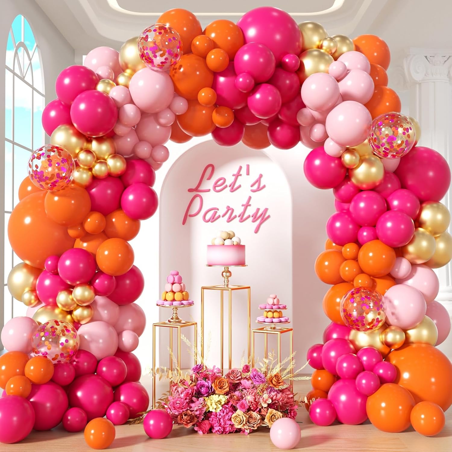 Pink Orange Balloon Arch Kit for Parties