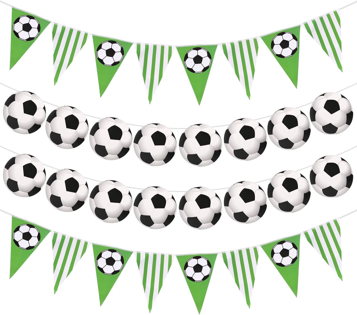 4PCS Soccer Party Banners with Pennant and Round Football Decorations