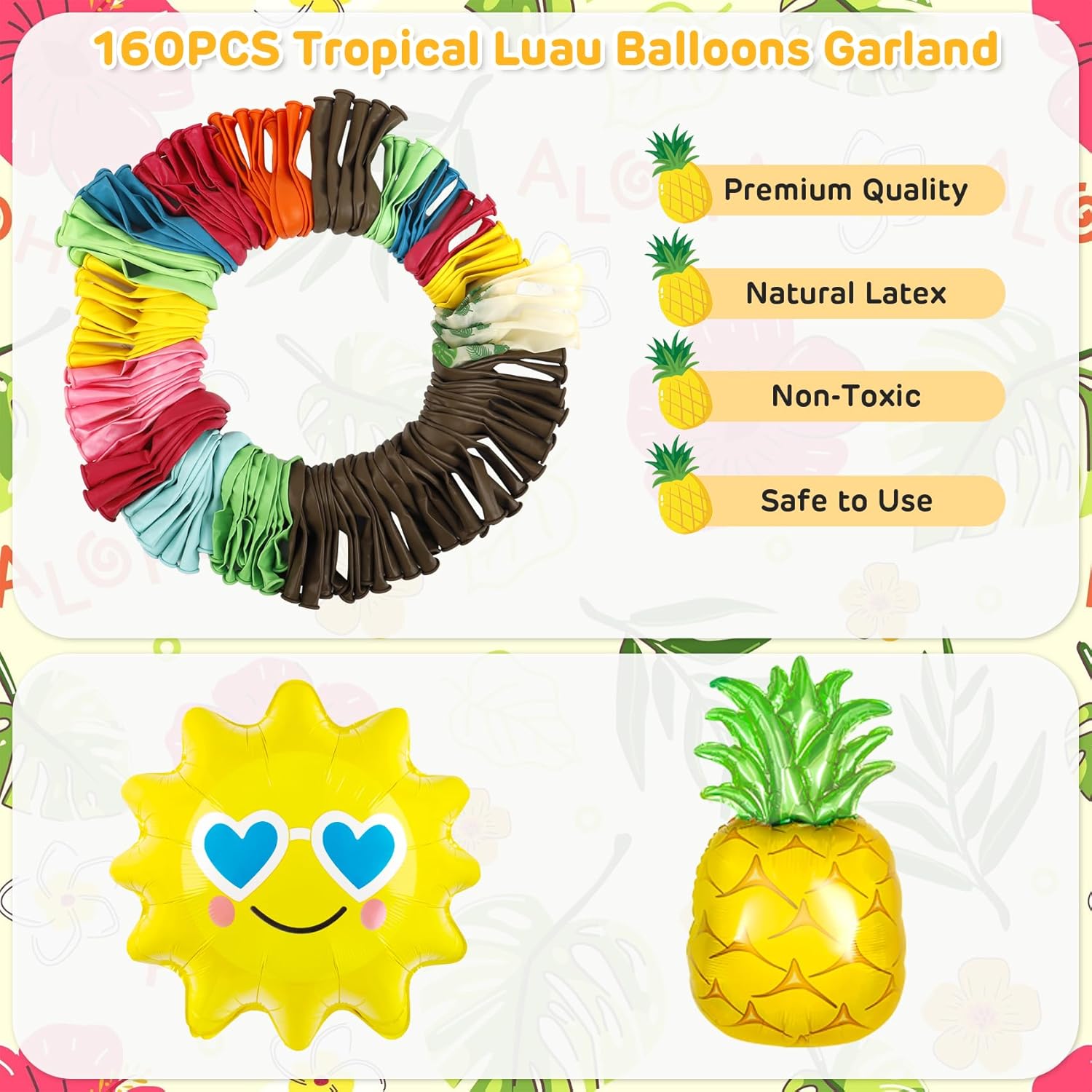 Amandir Tropical Beach Luau Balloon Garland Arch Kit for Summer Birthday Parties