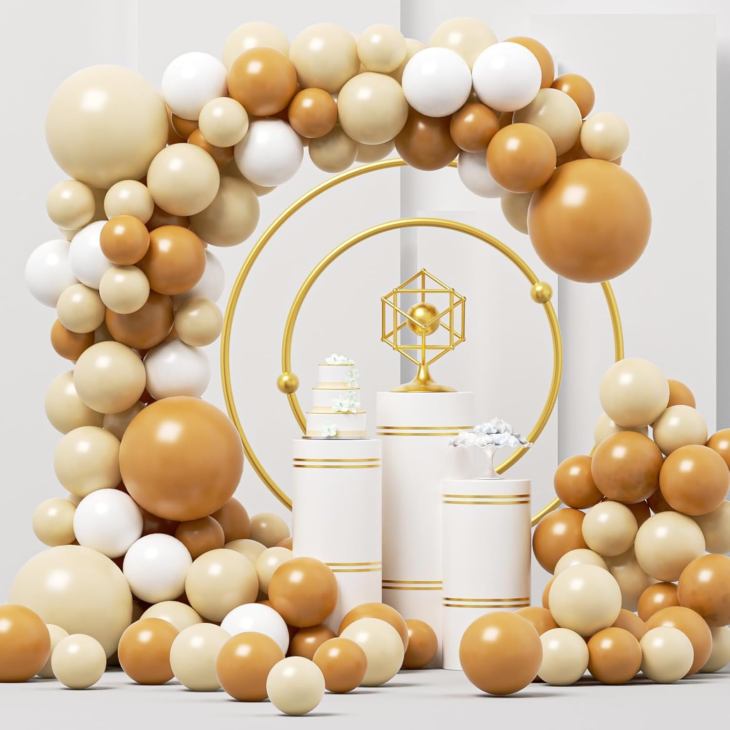 Sand White Balloon Garland Kit with 124Pcs Arch