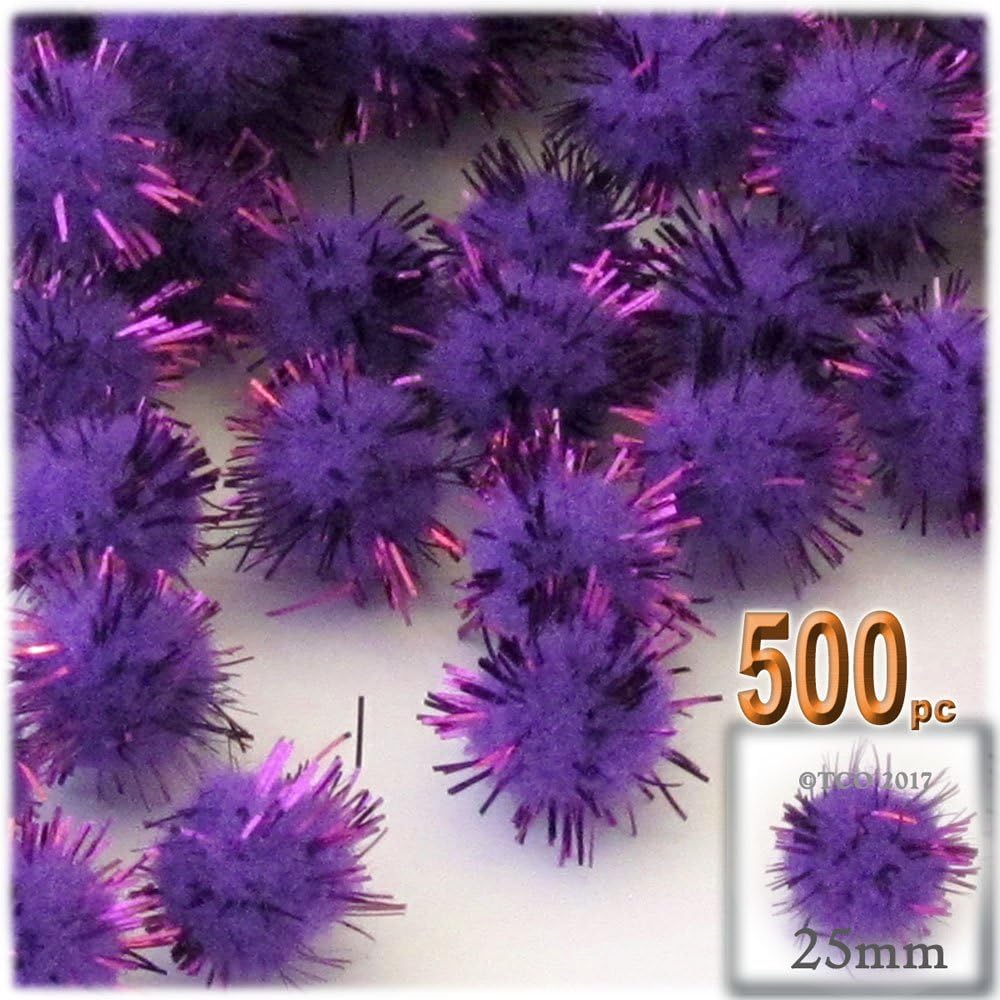 The Crafts Outlet Chenille Sparkly Pom Poms Orange 10-inch 500pc