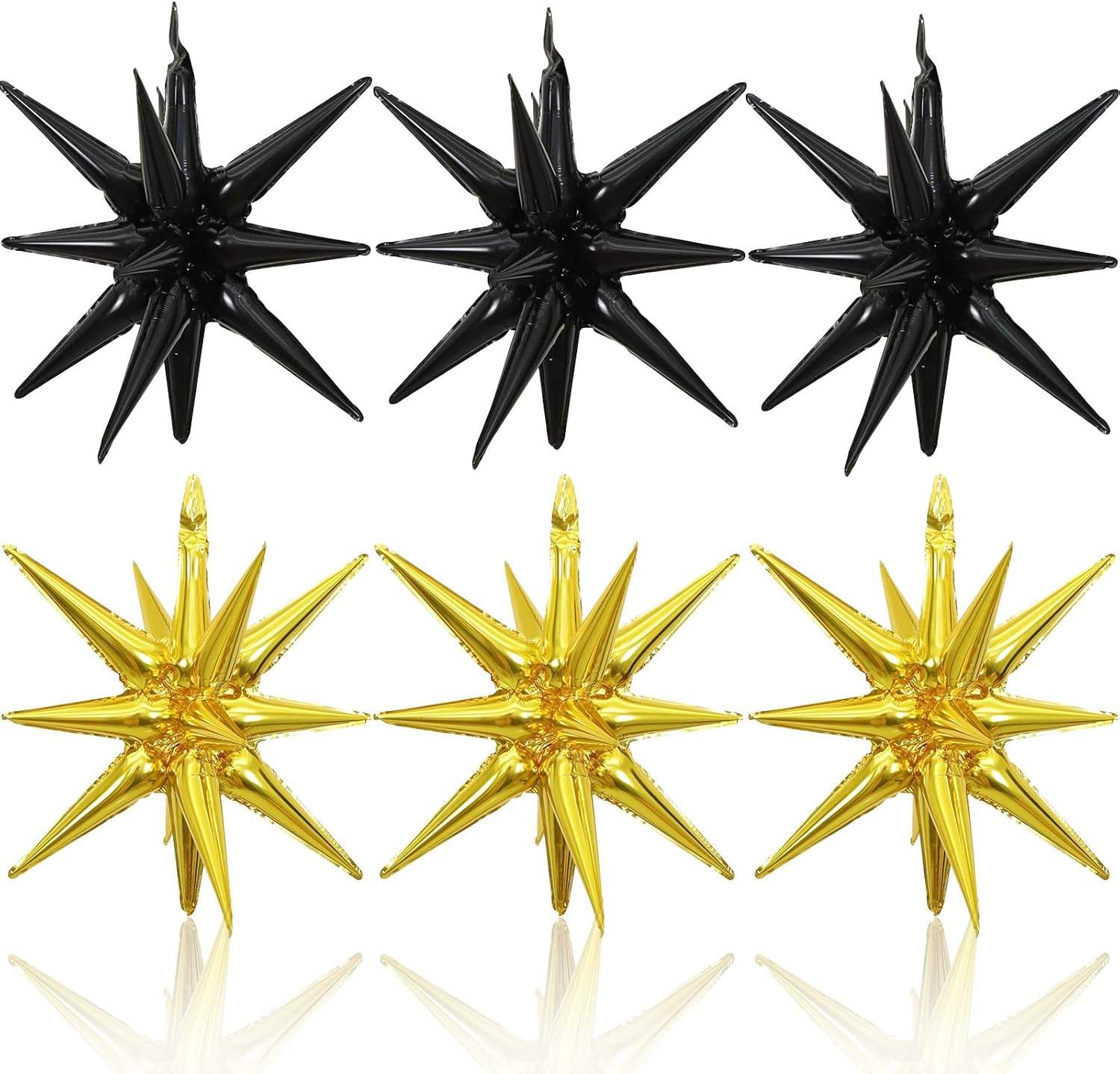 6PCS Black Gold Star Balloons for Party Decorations