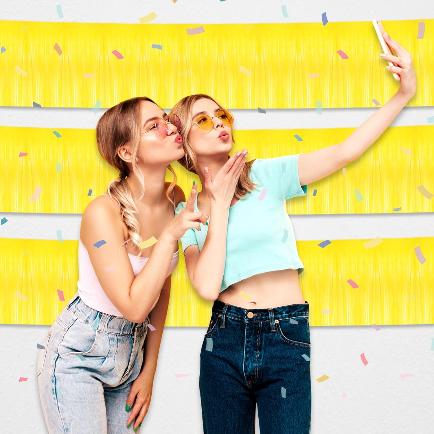 3 Pack Yellow Metallic Foil Fringe Garland for Decorations