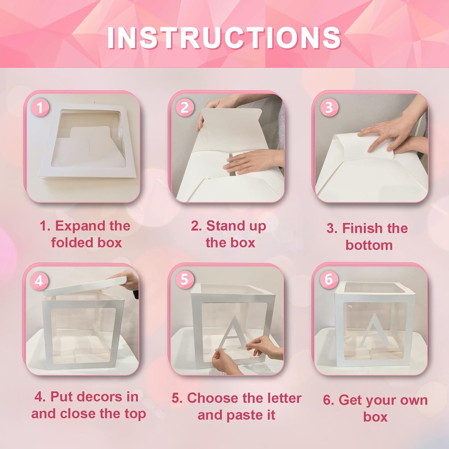Ledio Clear Balloon Boxes with LED Lights and Letters