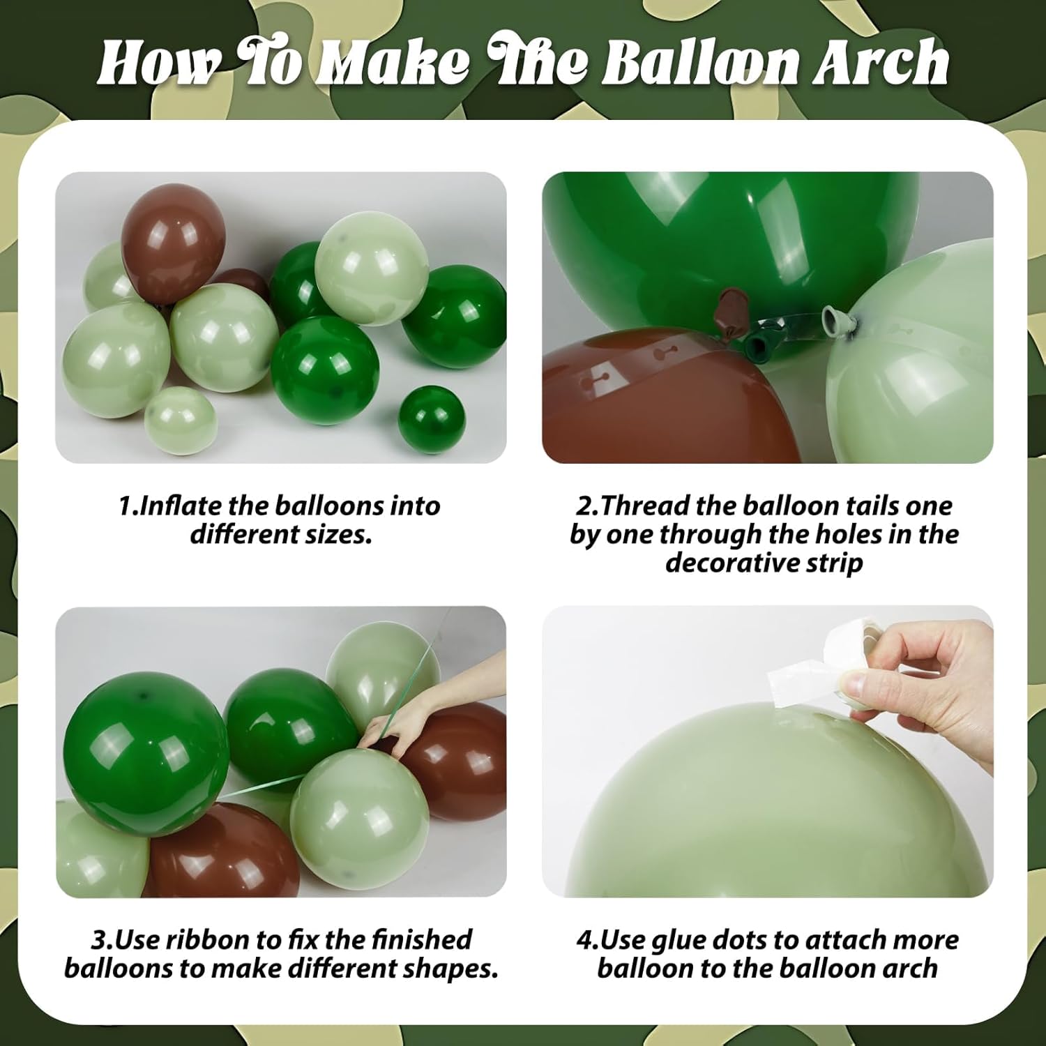 137pcs Camo Balloon Arch Kit for Jungle Birthday Decorations