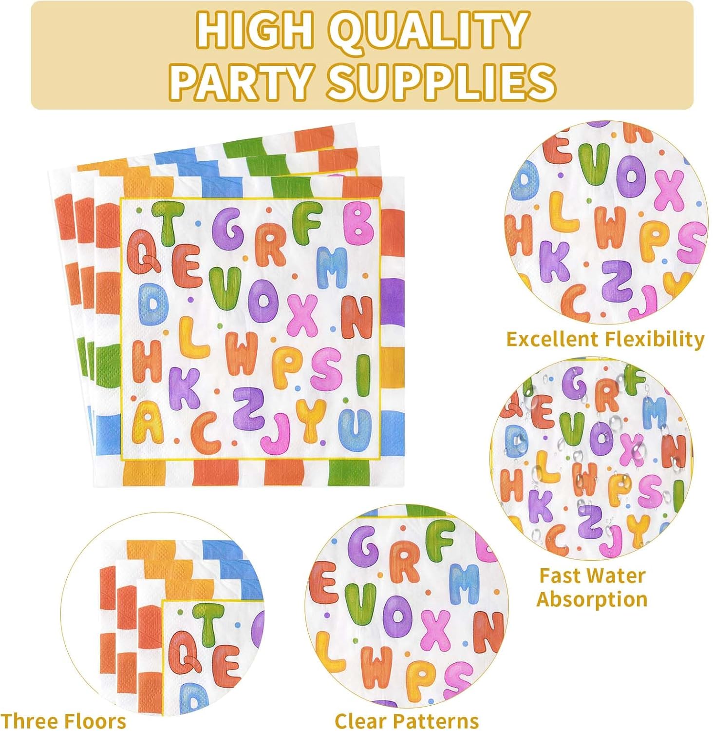 Grencian 96Pcs Alphabet Number Party Supplies Set for Kids and Adults