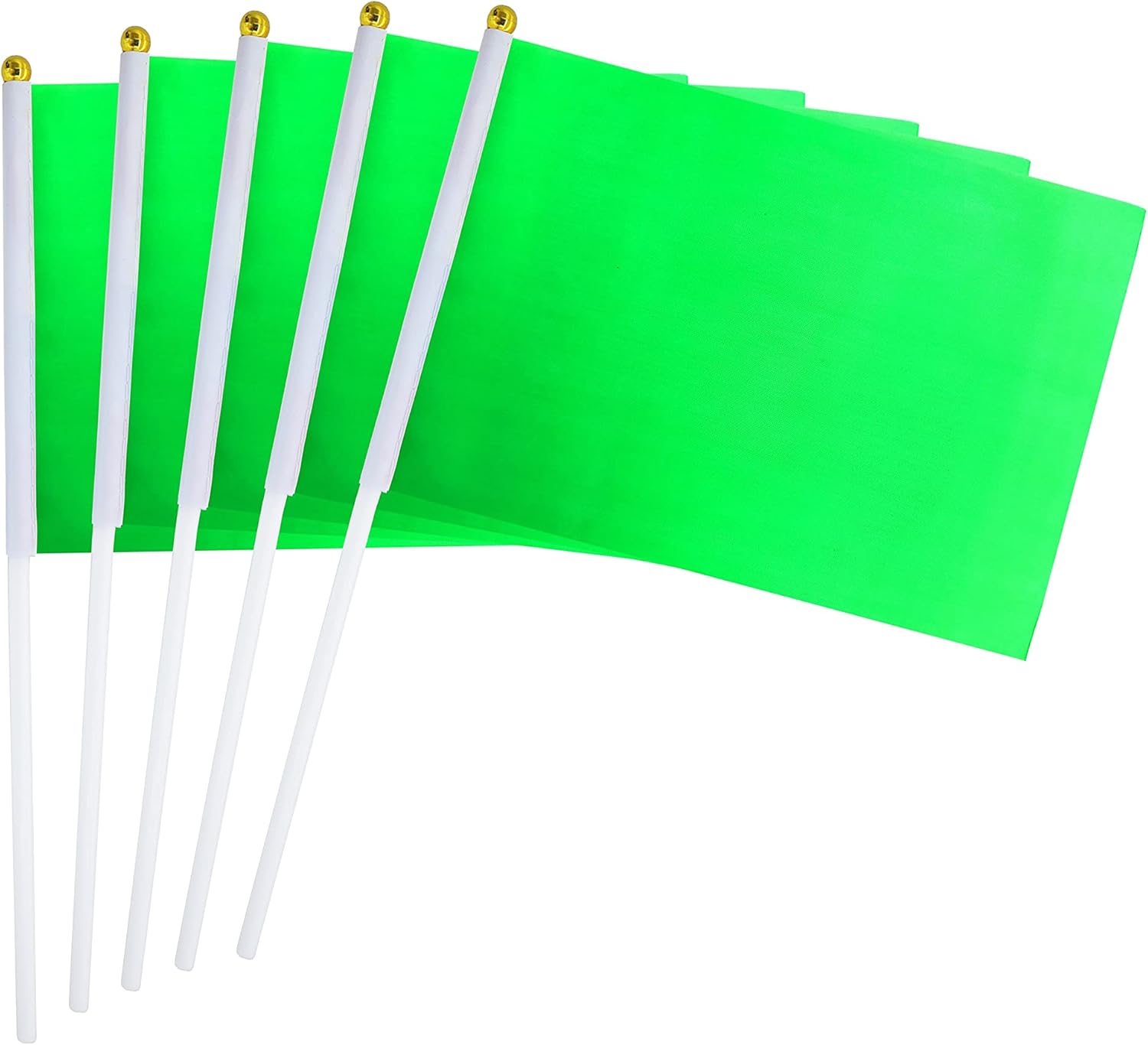 WXTWK 50 Pack Solid Green Flags for Party Decorations