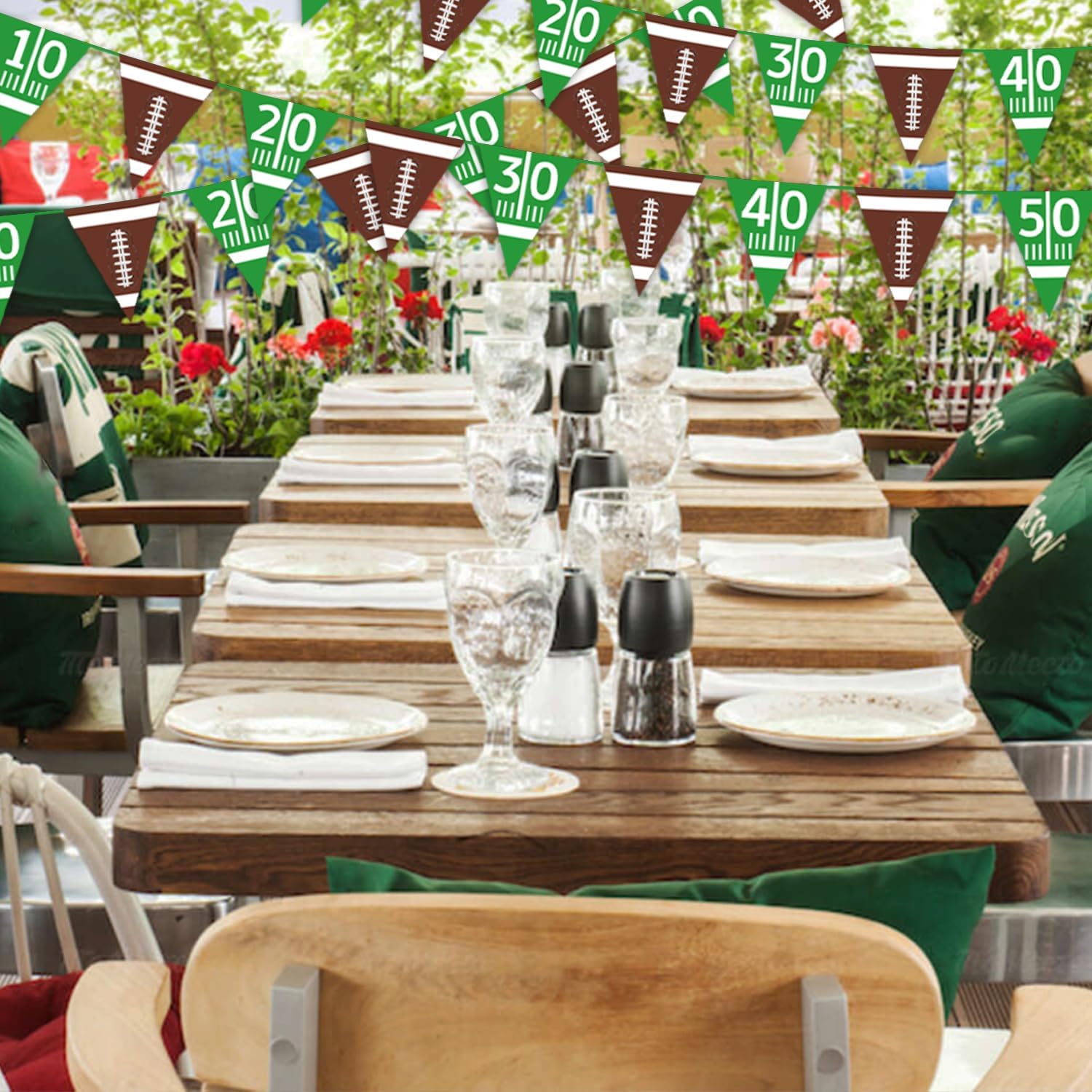 Oigco Football Party Decor Bunting Triangle Flags
