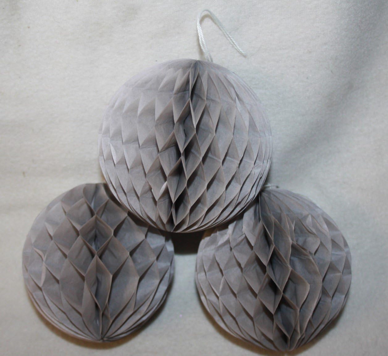 Pack Of 3 Honeycomb Pom Poms 10 Cm Grey