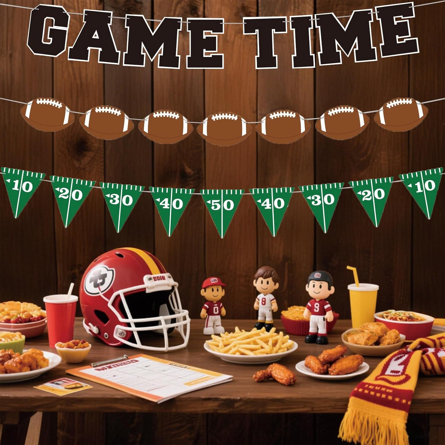 Game Time Football Banner 3Pcs Pre Strung Garland Bunting